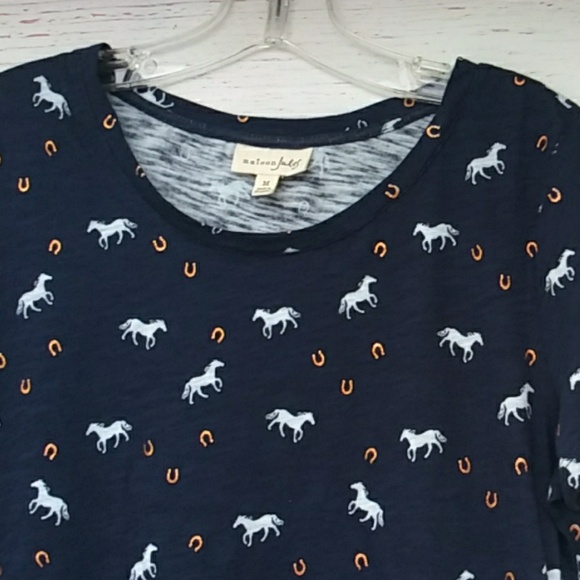 Maison Jules Women Printed Peplum T-Shirt Sz M - Picture 4 of 7